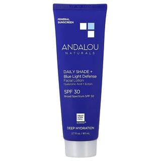 Andalou Naturals, 深層補水，日常修容陰影 + 藍光防御面部乳液，SPF 30，2.7 液量盎司（80 毫升）