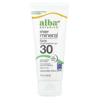 Alba Botanica, 全粹礦物質面部抗曬乳液，SPF 30，無香，2 液量盎司（59 毫升）