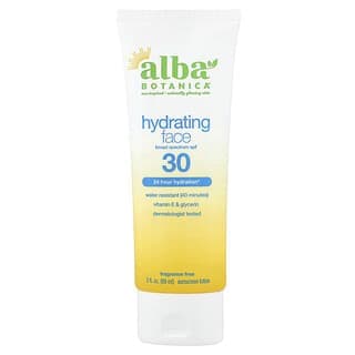 Alba Botanica, 夏威夷面部抗曬乳液，SPF 30，無香，3 液量盎司（89 毫升）