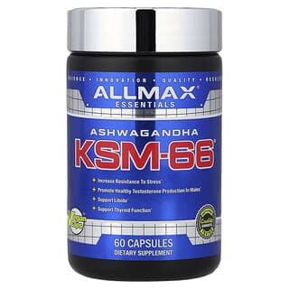 ALLMAX, Essentials，南非醉茄 KSM-66，600 毫克，60 粒素食膠囊（每粒膠囊 300 毫克）