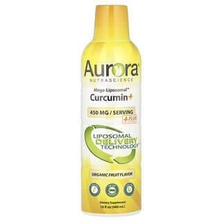 Aurora Nutrascience, Mega-Liposomal 薑黃素+，有機水果味，600 毫克，16 液量盎司（480 毫升）