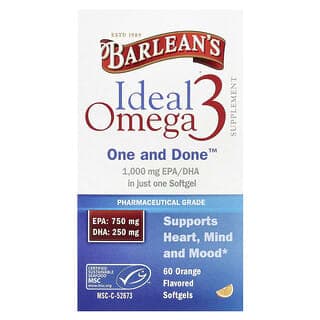 Barlean's, Ideal Omega 3，橙味，60 粒軟凝膠