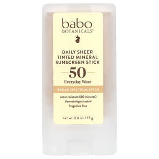 Babo Botanicals, 日常全粹有色礦物質抗曬棒，SPF 50，無香，0.6 盎司（17 克）