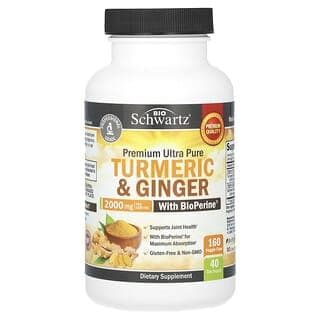 BioSchwartz, 含 BioPerine 的優質超全薑黃素與姜，2000 毫克，160 粒素食膠囊（500 毫克）