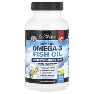 BioSchwartz, 每日一次 Omega-3 魚油，三倍強度，優效力，檸檬味，1200 毫克，100 粒軟膠囊
