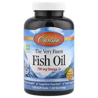 Carlson, 優級魚油，天然橙味，700 毫克，120 粒軟凝膠（每粒軟凝膠 350 毫克）