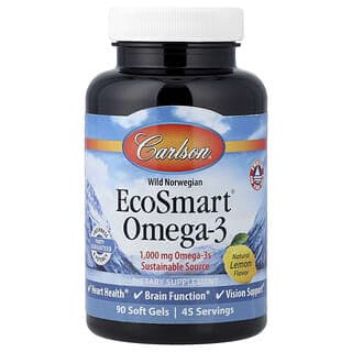 Carlson, 挪威野生魚油 EcoSmart® Omega-3，天然檸檬味，90 粒軟膠囊