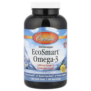 Carlson, 挪威野生魚油，EcoSmart® Omega-3，天然檸檬味，180 粒軟膠囊