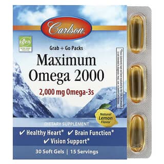 Carlson, Maximum Omega 2000，天然檸檬味，30 粒軟膠囊（每粒軟膠囊 1,000 毫克）