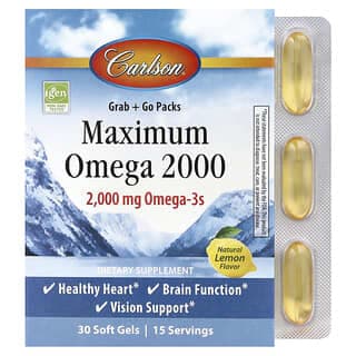 Carlson, Maximum Omega 2000，天然檸檬味，30 粒軟膠囊（每粒軟膠囊 1,000 毫克）