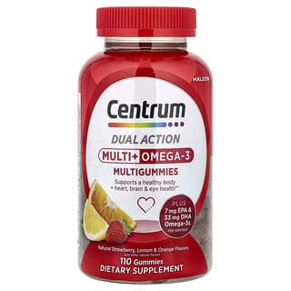 Centrum, Multi+Omega-3 多維生素軟糖，天然草莓、檸檬和橙味，110 粒