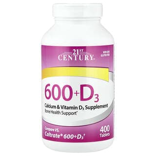 21st Century, 600 + 維生素 D3，鈣和維生素 D3 補充劑，400 片