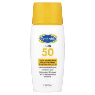 Cetaphil, 全粹礦物質面部抗曬液，SPF 50，1.7 液量盎司（50 毫升）