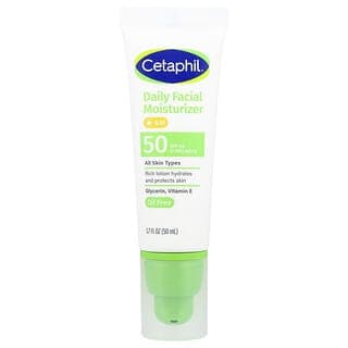 Cetaphil, 日常面部保濕霜，抗曬，SPF 50，無香，1.7 液量盎司（50 毫升）