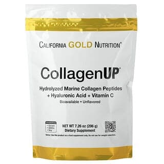 California Gold Nutrition, CollagenUP®，水解海洋膠原蛋白肽 + 透明質酸和維生素 C，原味，7.26 盎司（206 克）