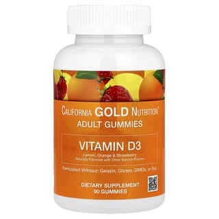 California Gold Nutrition, 維生素 D3 軟糖，檸檬、橙子和草莓味，90 粒（每粒 25 毫克 1000 國際單位）