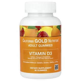 California Gold Nutrition, 維生素 D3 軟糖，檸檬、橙子和草莓味，90 粒（每粒 25 毫克 1000 國際單位）