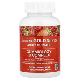 California Gold Nutrition, 含維生素 B6 和 B12、葉酸和生物維生素的複合維生素 B 軟糖，草莓味，45 粒素食軟糖
