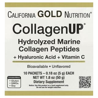 California Gold Nutrition, CollagenUP®，水解海洋膠原蛋白肽 + 透明質酸和維生素 C，原味，10 袋，每袋 0.18 盎司（5 克）