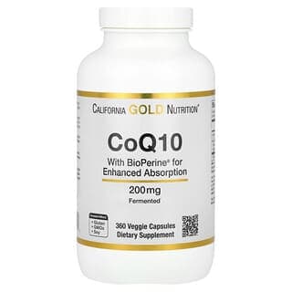 California Gold Nutrition, 輔酶 Q10 含 BioPerine® 黑胡椒提取物素食膠囊，200 毫克，360 粒