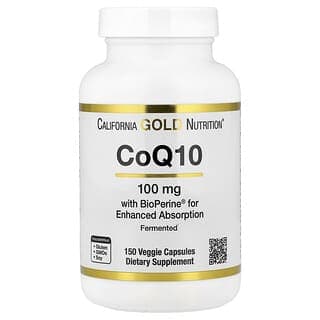 California Gold Nutrition, 輔酶 Q10，泛醌 USP，含 Bioperine® 黑胡椒提取物，生物利用率提高，100 毫克，150 粒素食膠囊