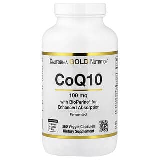 California Gold Nutrition, 輔酶 Q10，泛醌 USP，含 Bioperine® 黑胡椒提取物，生物利用率提高，100 毫克，360 粒素食膠囊