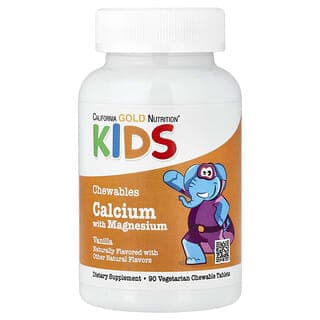 California Gold Nutrition, 兒童鈣鎂咀嚼片，生日蛋糕味，90 片素食片