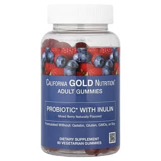 California Gold Nutrition, 益生菌菊粉軟糖，含維生素 C、葉酸、漿果提取物混合物和有機菊粉，天然混合漿果味，90 粒素食軟糖
