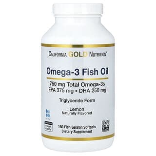 California Gold Nutrition, 挪威 Omega-3 魚油，天然檸檬味，180 粒軟膠囊