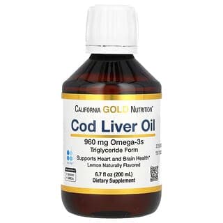 California Gold Nutrition, 含 Omega-3 脂肪酸、EPA、DHA 和維生素 A 和 D 的鱈魚肝油，挪威，甘油三酯形式，天然檸檬味，6.7 液量盎司（200 毫升）