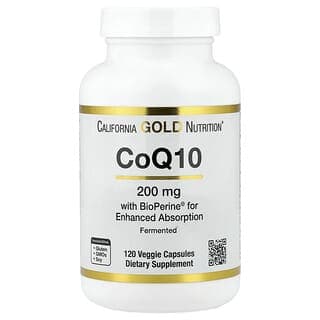 California Gold Nutrition, 輔酶 Q10 素食膠囊，含 Bioperine® 和黑胡椒提取物，生物利用率提高，200 毫克，120 粒