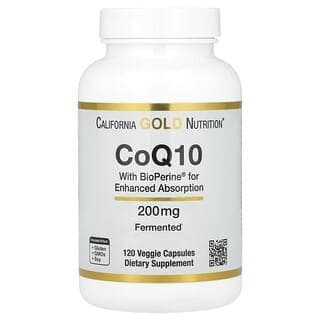 California Gold Nutrition, 輔酶 Q10 素食膠囊，含 Bioperine® 和黑胡椒提取物，生物利用率提高，200 毫克，120 粒