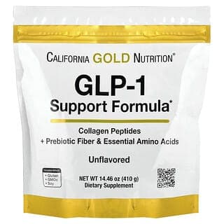 California Gold Nutrition, GLP-1 支援配方，含水解海洋膠原蛋白肽、益生元抗消化纖維混合物和富含亮氨酸的必需氨基酸混合物，原味，14.46 盎司（410 克）