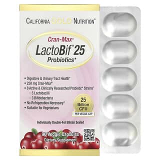 California Gold Nutrition, CranMax® LactoBif® Probiotics, 25 Billion CFU, 90 Veggie Capsules