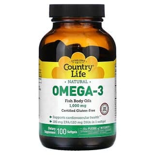 Country Life, 天然 Omega-3，1000 毫克，100 粒軟膠囊
