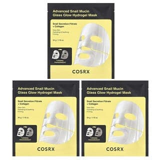 CosRx, 高級蝸牛黏蛋白亮澤水凝膠美容面膜，3 片，1.19 盎司（34 克）