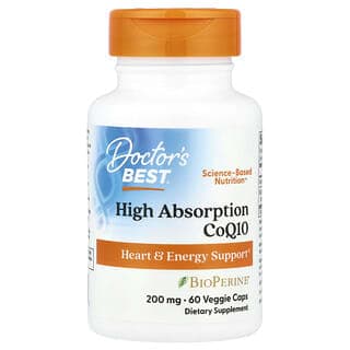 Doctor's Best, 高吸收率輔酶 Q10，含 BioPerine，200 毫克，60 粒素食膠囊