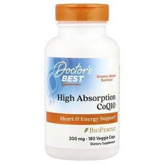 Doctor's Best, 高吸收率輔酶 Q10，含 BioPerine，200 毫克，180 粒素食膠囊