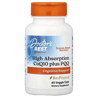 Doctor's Best, 高吸收率輔酶 Q10 和 PQQ，60 粒素食膠囊