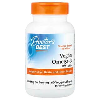 Doctor's Best, 全素 Omega-3，EPA+DHA，60 粒素食軟膠囊（每粒軟膠囊 1,000 毫克）