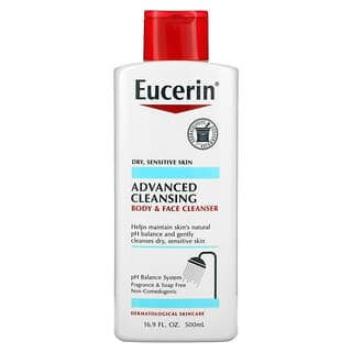 Eucerin, 高級清潔，身體和面部清潔劑，無香料，16.9 盎司（500 毫升）