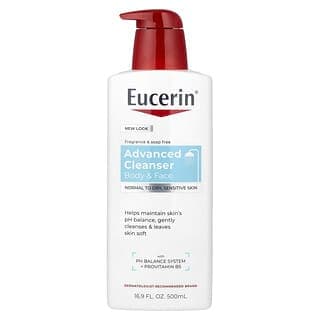 Eucerin, 高級清潔，身體和面部清潔劑，無香料，16.9 盎司（500 毫升）