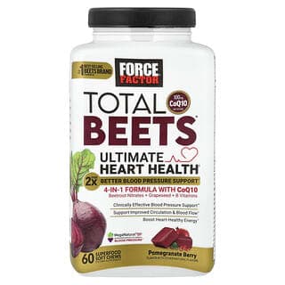Force Factor, Total Beets®，含輔酶 Q10，高階心臟健康，石榴漿果味，60 片 Superfood 軟咀嚼片