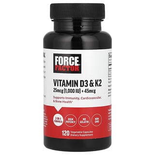 Force Factor, 維生素 D3 和 K2，120 粒素食膠囊
