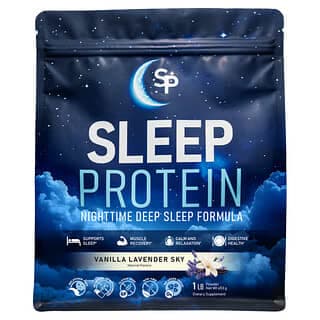 Sleep Protein, 夜間深度睡眠配方，香草薰衣花草天空，1 磅（453 克）