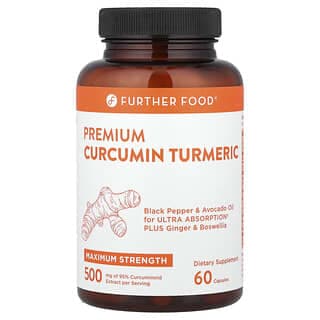 Further Food, 優質薑黃素薑黃，特大強度，500 毫克，60 粒膠囊