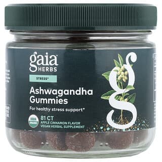 Gaia Herbs, 南非醉茄軟糖，蘋果肉桂味，81 粒全素軟糖
