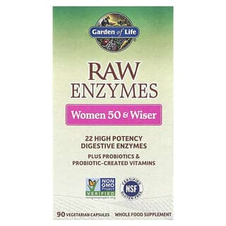 Garden of Life, RAW Enzymes，50 歲及以上女性，90 粒素食膠囊
