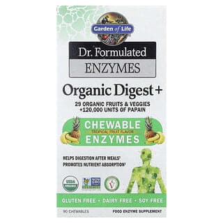 Garden of Life, Dr. Formulated Enzymes，有機消化+，熱帶水果味，90 片咀嚼片