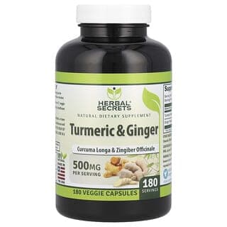 Herbal Secrets, 薑黃和姜，500 毫克，180 粒素食膠囊